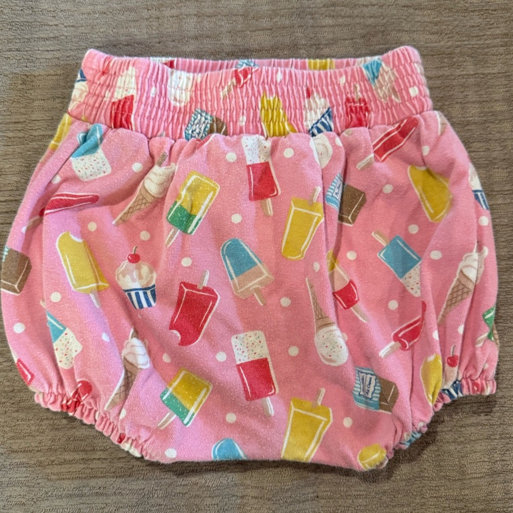 Pink Ice Cream Patterned Baby Bloomer Shorts